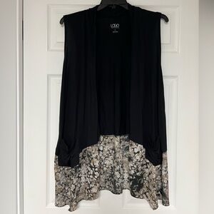 LOGO by Lori Goldstein Black Cardigan Sleeveless Top